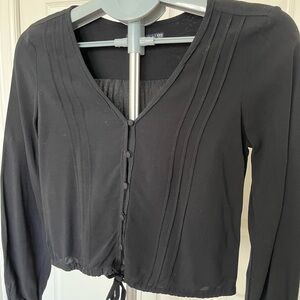 Abercrombie & Fitch Black Long-Sleeve Button-Front Top